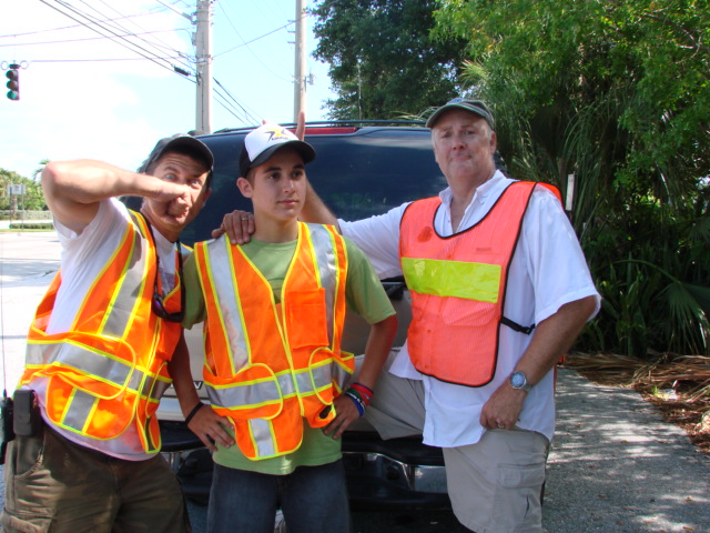 DSC00081.JPG - Jacob Stamm sporting the, "I Am Invinsible" super hero stance and flanked by Kevin - W4JKJ and Mike - N2ROU.