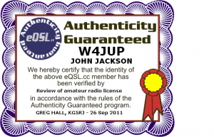 W4JUP eQSL Authenticity